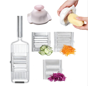 Stainless Steel Grater, Vegetable And Fruit Slicer, Peeler (Option: 3sets tools Pink hand guard)